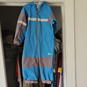 Blue and Gray Hooded Jumpsuit